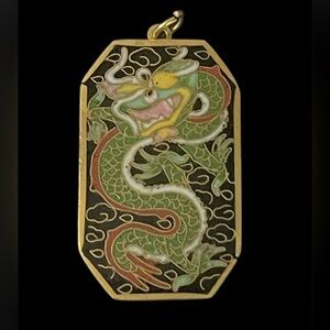 Vintage Chinese Cloisonné Dragon Pendant 
Double Sided